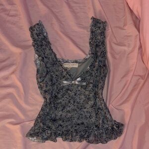 Floral Lace Trim Tank Top